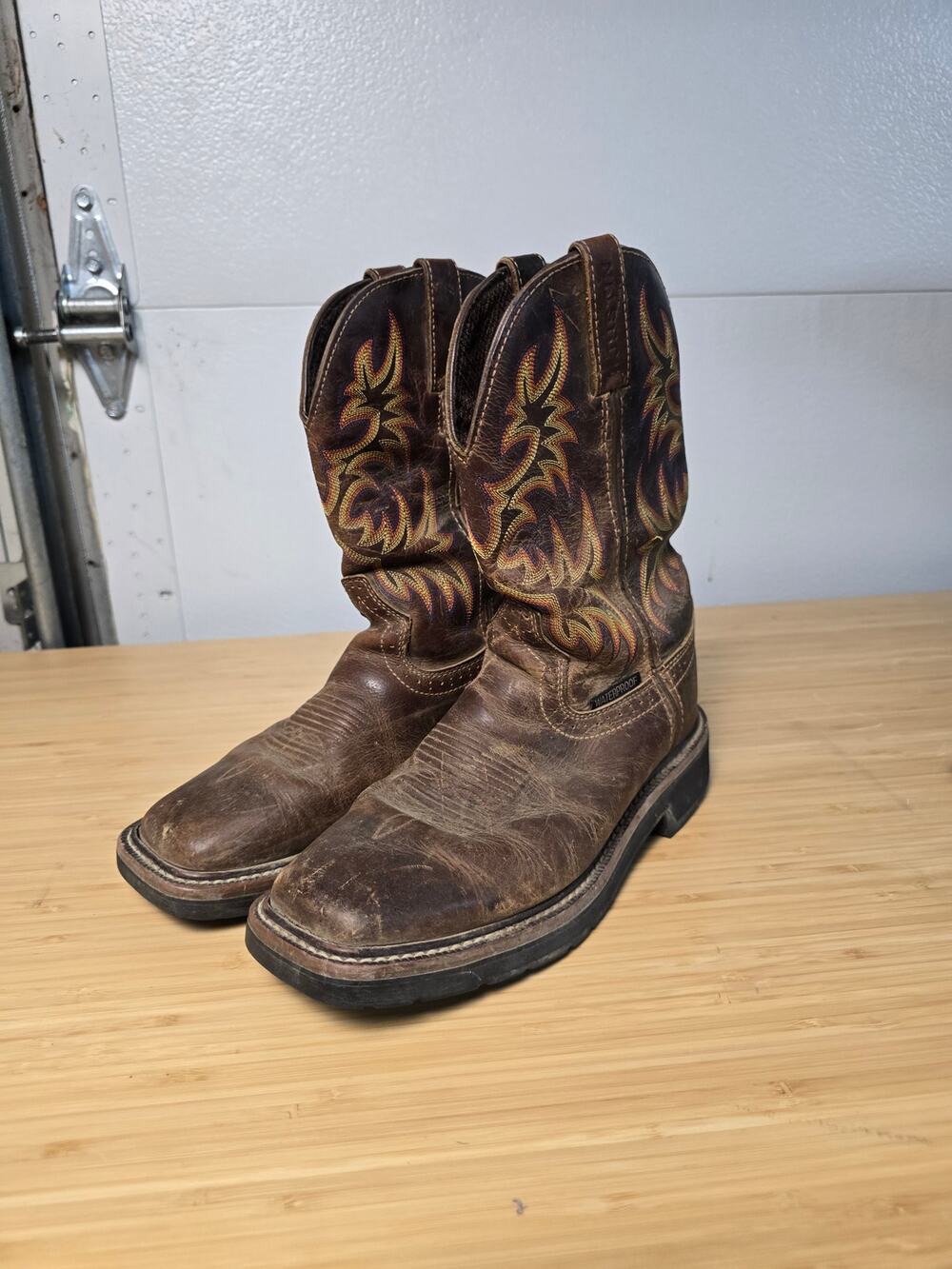 Justin WKL4689 Mens 8B Brown Leather Waterproof Western Cowboy Boots